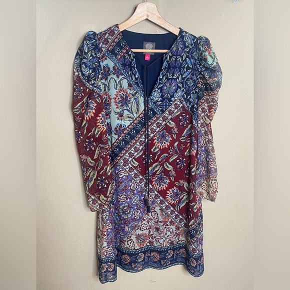 Vince Camuto Retro Mini Dress 3/4 Sleeve Size 0 - Picture 1 of 16